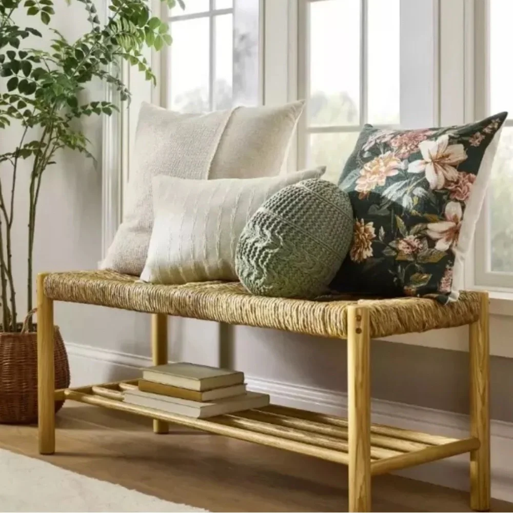 X2 Studio McGee Oversize Printed Floral Square Throw Pillow Moss/Clay Pink/Cream
